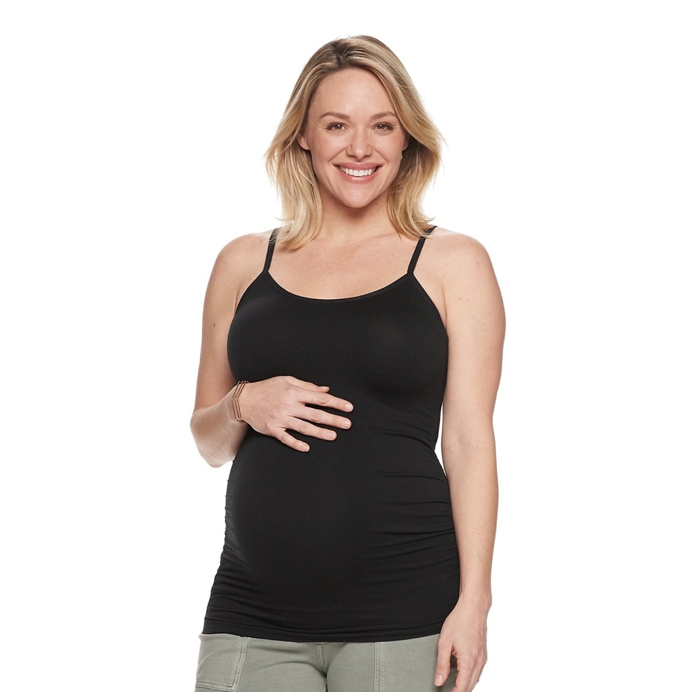 a•glow Maternity Women’s Stretchy Black Maternity Seamless Cami Undershirt